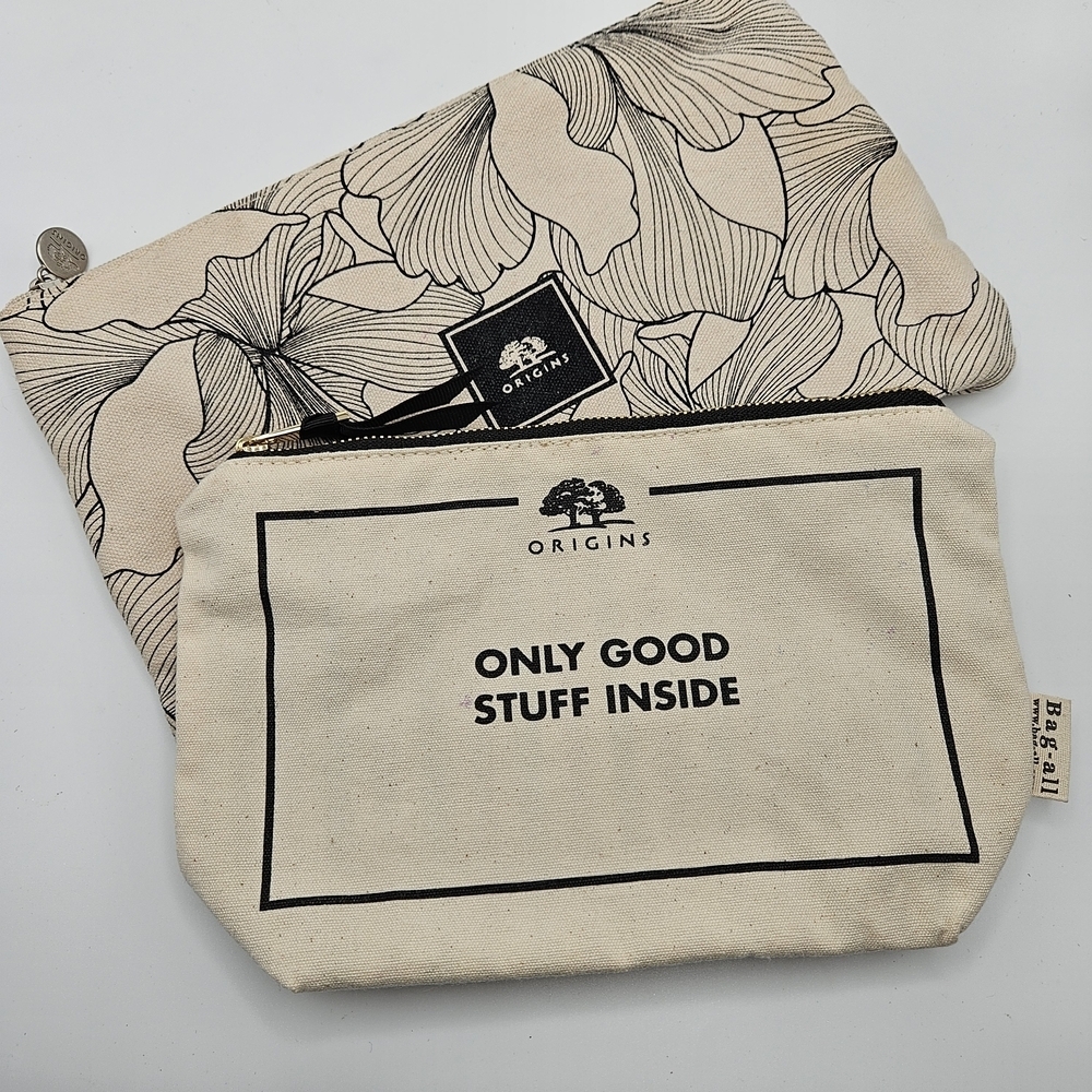NEW Origins Canvas Makeup Travel Pouch Set of 2